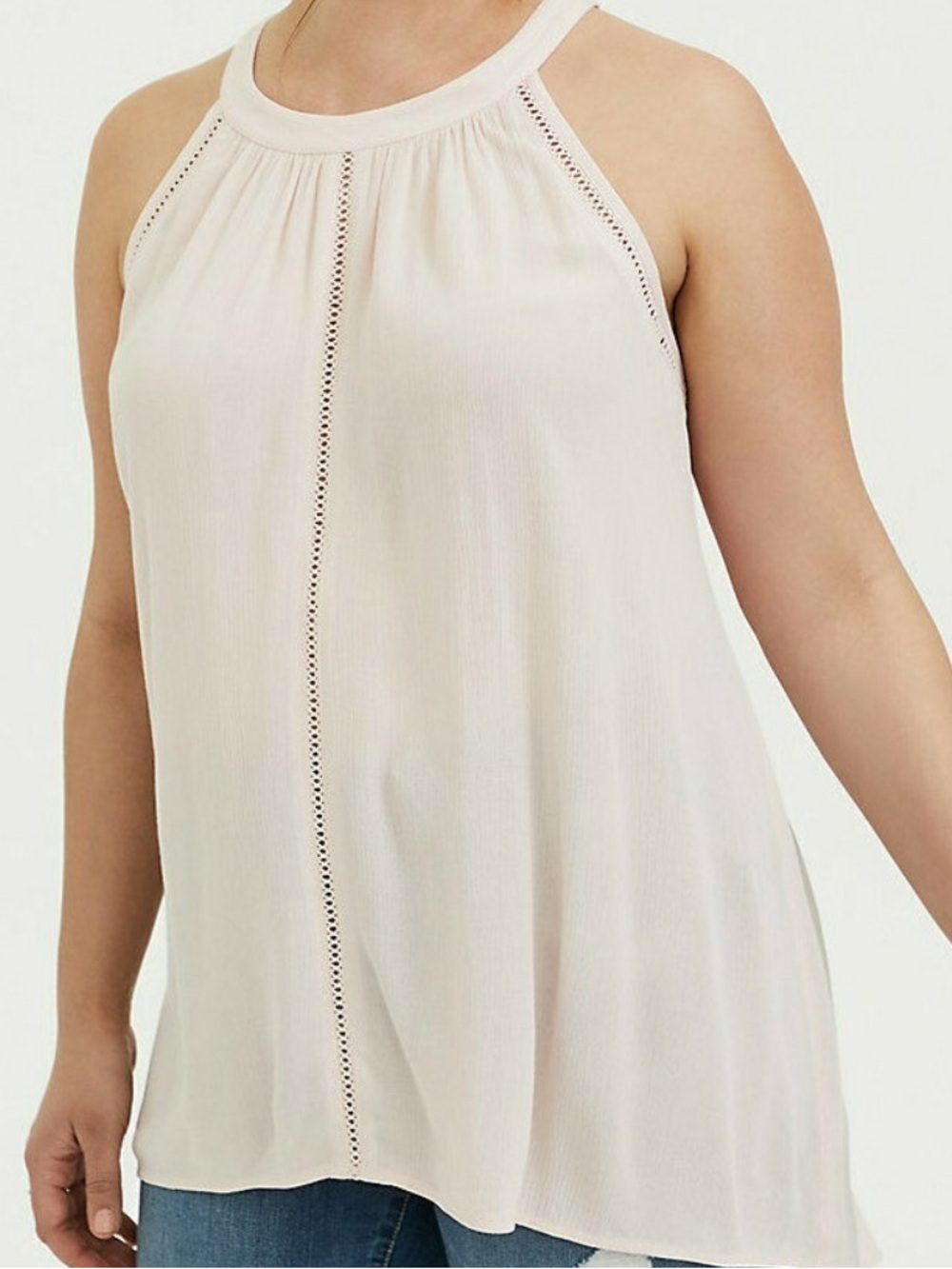 Torrid crinkled gauze crochet inset goddess tank size 1. (1X)